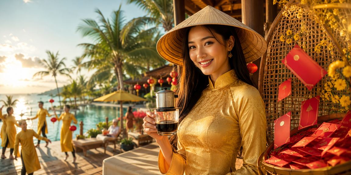 Người chơi áo dài nhận phong bì đỏ may mắn tại Phú Quốc qua nền tảng pt90